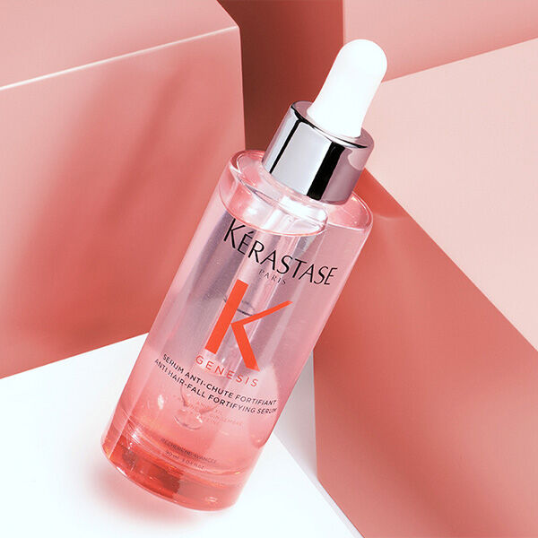 Hair Serums banner -Genesis Serum on pink background