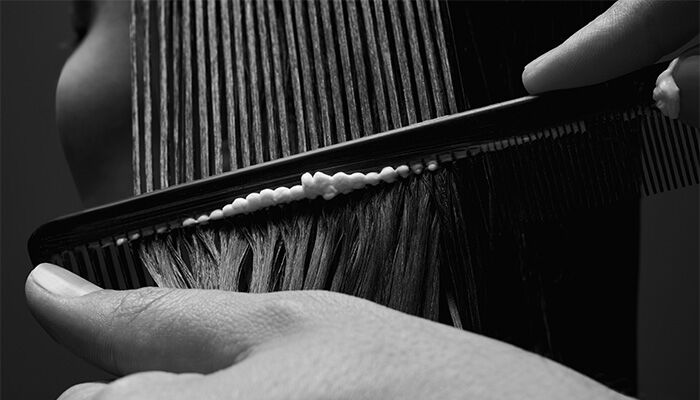 hair with mask combed in