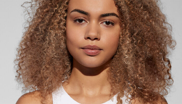 model with frizz-free hair